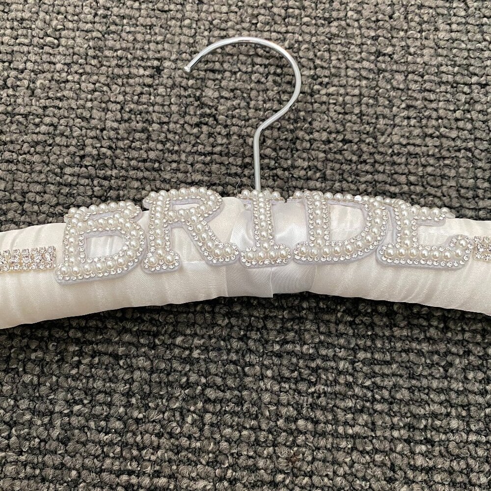 Beautiful Never Used 17" BRIDE Wedding Dress Hanger! Rhinestones, Pearls